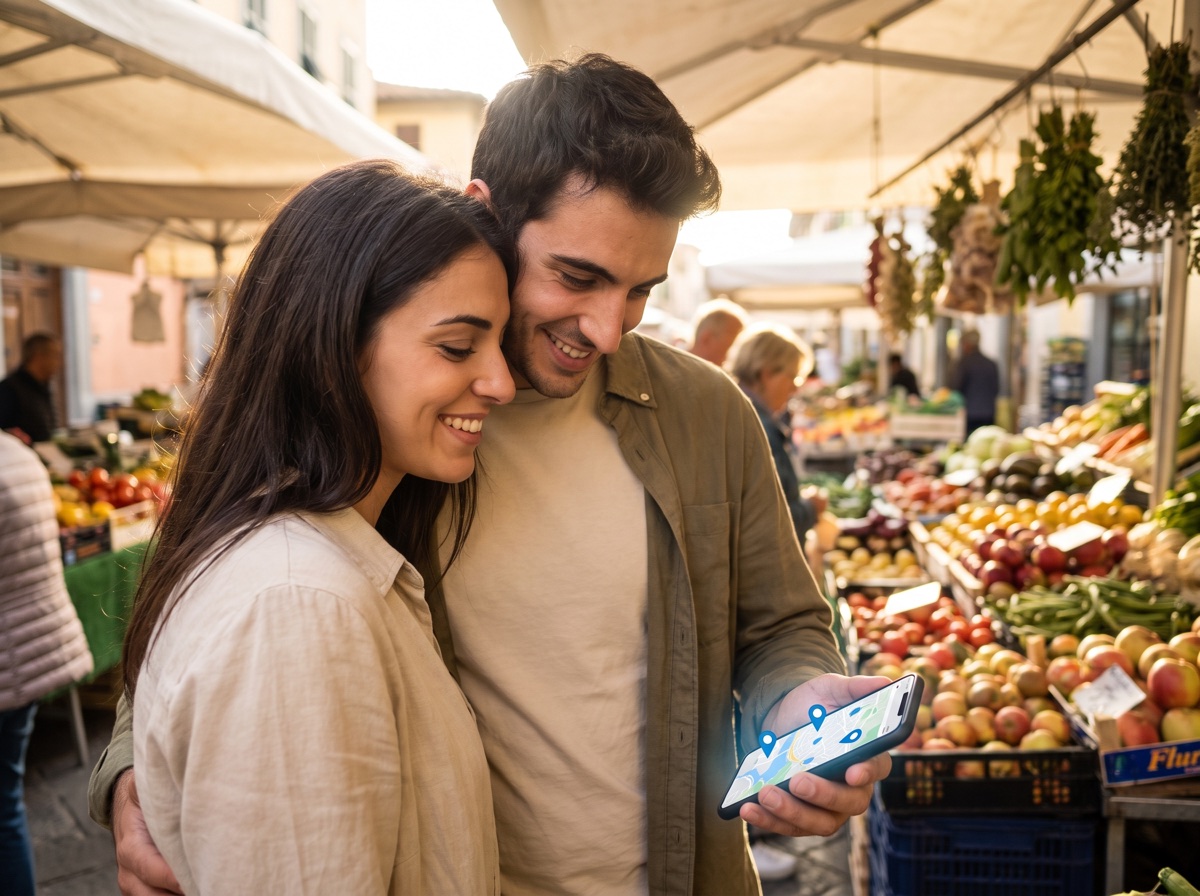 Persone che guardano insieme l'app per scegliere i produttori
